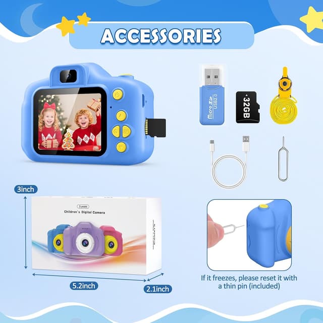 Thumbnail 6 de Kids Camera for Boys Age 3-8 (32GB SD Card Included) 1080P HD Video & 2.0-Inch LCD Toy Camcorder