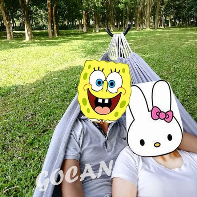 Detalle de GOCAN Brazilian Double Hammock 2 Person Extra Large Canvas 220x150cm (XXL) Grey