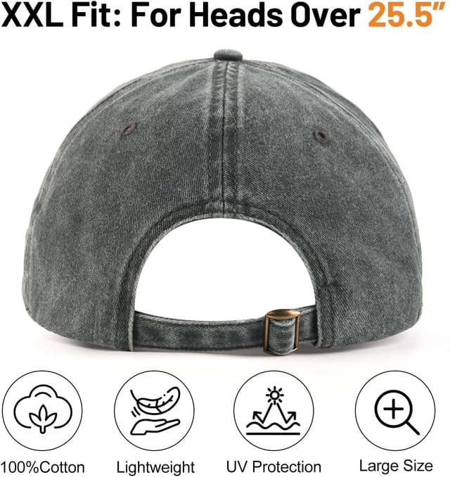 Detalle 2 de Zylioo XL/XXL Vintage Baseball Cap für große Köpfe (Washed Cotton, waschbar)