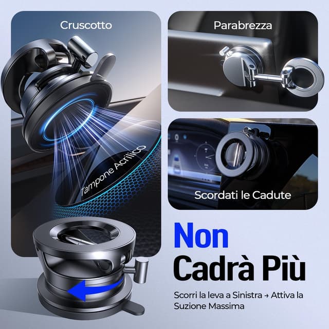 Detalle de LISEN Supporto Cellulare Auto MagSafe con ventosa 89+LBS e magnete, per iPhone e altri smartphone MagSafe