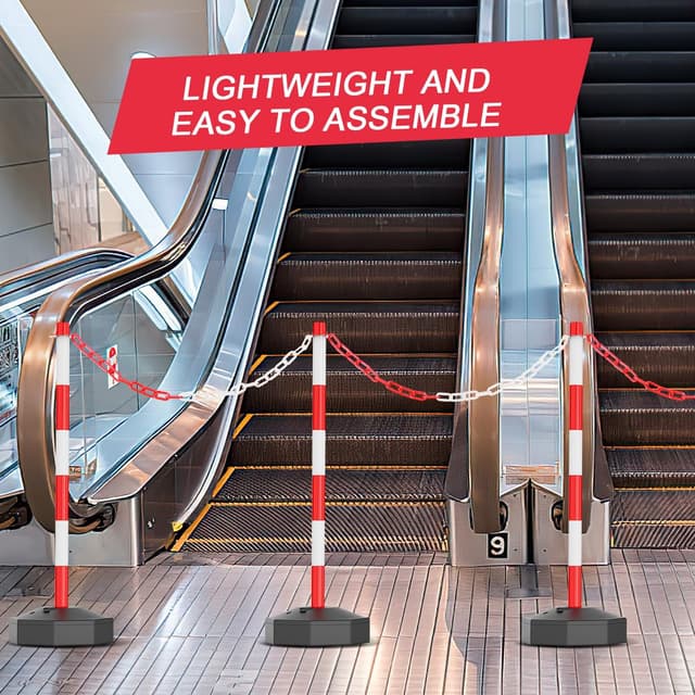 Detalle 2 de Absperrkette Kunststoffkette 10 m x 6 mm, Warnkette in Rot/Weiß mit Zusatzhaken