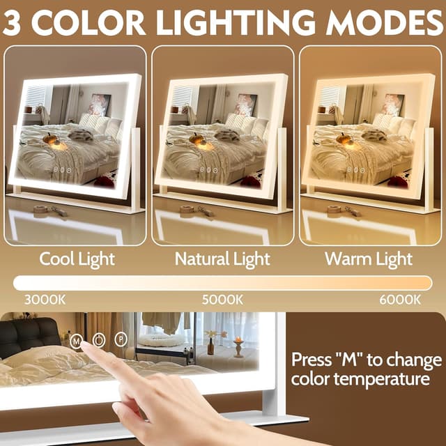 Detalle de ROLOVE Lighted Makeup Mirror 16.3"x12.6" ๐