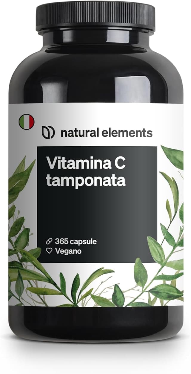 Detalle de Vitamina C tamponata 500 mg Natural Elements – 365 capsule vegane, altamente digeribile