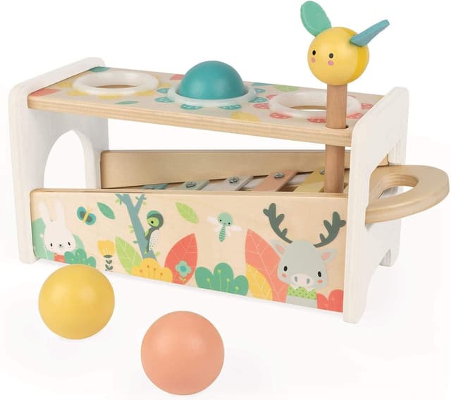 Detalle de Janod Tap Tap Xylo Pure (J05155) : jouet en bois 2 en 1 d’éveil musical et d’adresse dès 1 an