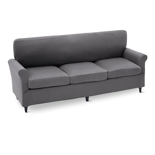 Detalle de Amazon Basics Funda de sofá Spandex 3 plazas, gris oscuro 🛋