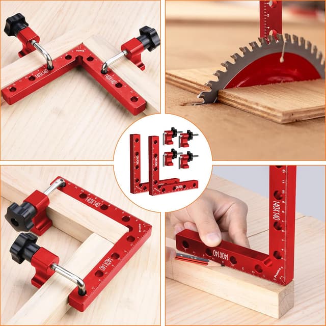 Thumbnail 6 de Preciva 90 Degree Right Angle Positioning Square Clamp (Aluminium Alloy) – 14cm set, red anodised – 2 sets