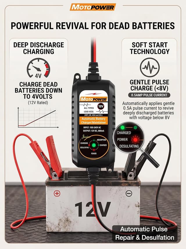 Thumbnail 4 de MOTOPOWER MP00205A 12V 800mA Battery Charger