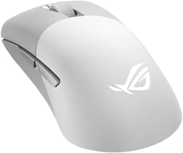 Detalle 2 de ASUS ROG KERIS Wireless Aimpoint Blanche : souris gaming sans fil légère à capteur haute précision