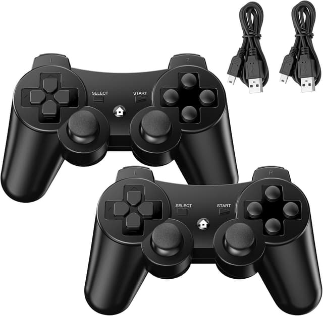 Detalle de PS3 Controller im 2er-Set: Wireless Gamepad mit Bluetooth, Dual Shock & Akku