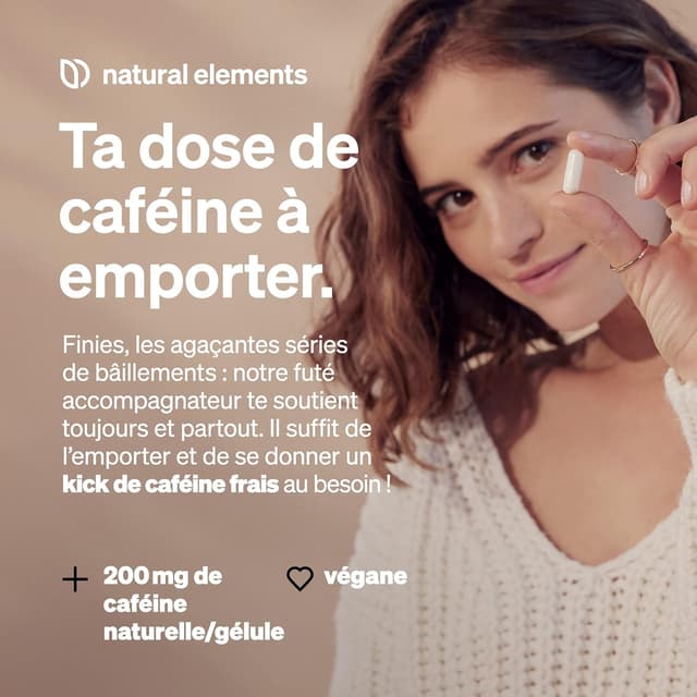 Detalle de Gélules de caféine 200 mg (180 gélules) – alternative naturelle aux comprimés, végane