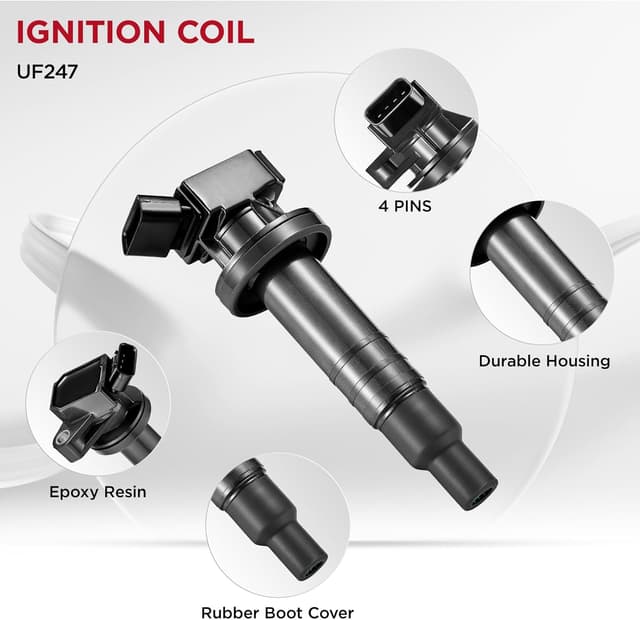 Detalle 2 de SYKRSS Set of 4 Ignition Coil Pack UF247 + Iridium Spark Plugs 4503 (4-Pack) for Select 1.8L Chevy/Toyota Applications