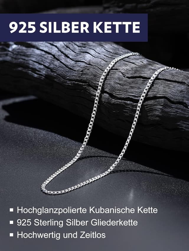 Detalle de Bandmax 925 Silber Panzerkette Herren/Damen (3/5 mm) in Sterling Silber – inkl. Geschenkbox, Längen 36–71 cm