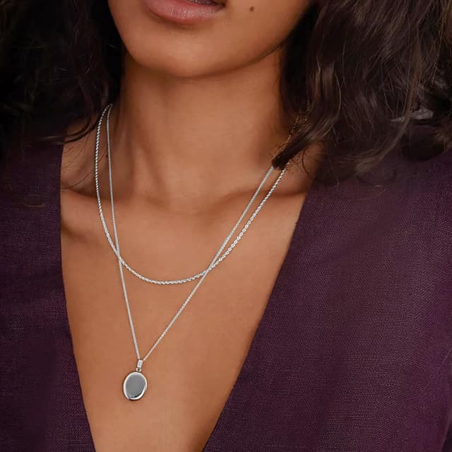 Detalle de DORANA 1.5mm Twisted Rope Silver Chain Necklace (S925 Sterling Silver) — Adjustable Length