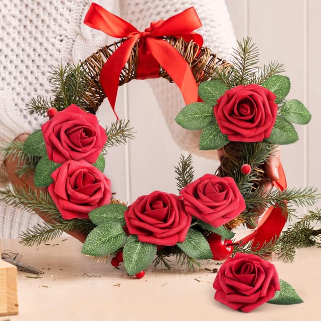 Thumbnail 3 de Mocoosy 50PCS Red Artificial Roses for Decor
