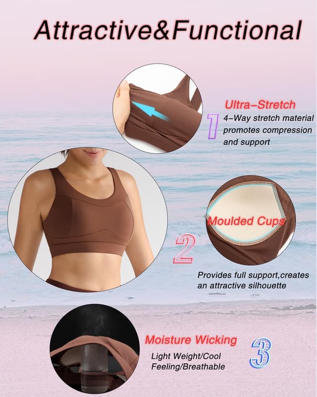 Detalle 1 de RUNNING GIRL High Impact Sports Bras for Women (Racerback Workout Crop Tank)