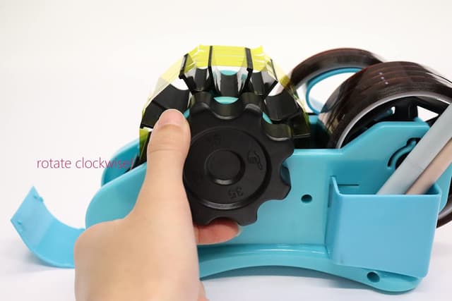 Detalle de Distributeur de ruban adhésif thermique bleu semi-automatique à double bobines (2,5 cm & 7,6 cm) avec plusieurs découpes