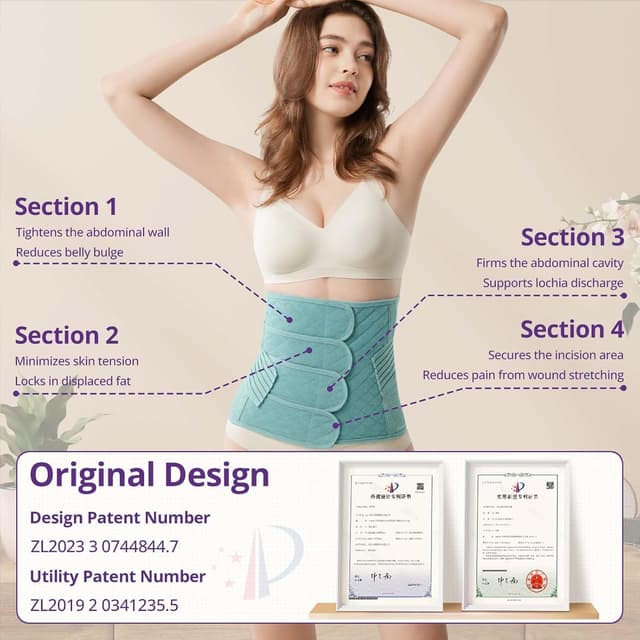 Detalle 2 de JOYNCLEON C-Section Recovery postpartum belly band wrap with adjustable tummy control and pelvic belt
