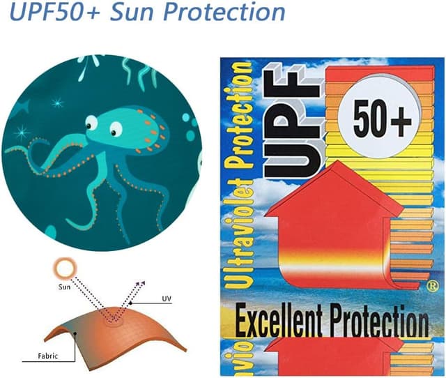 Detalle de upandfast UPF 50+ toddler rashguard swimsuit with full-length zipper (baby girl/boy)