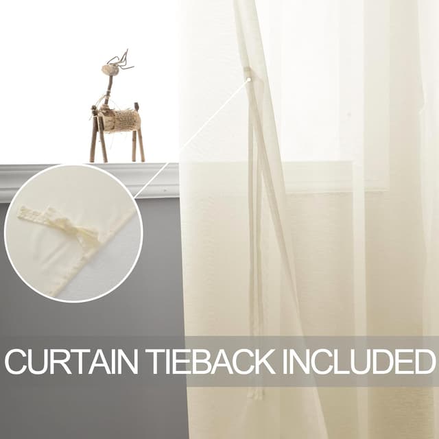Thumbnail 1 de DWCN Lot de 2 Rideaux Voilages Beige 140x260