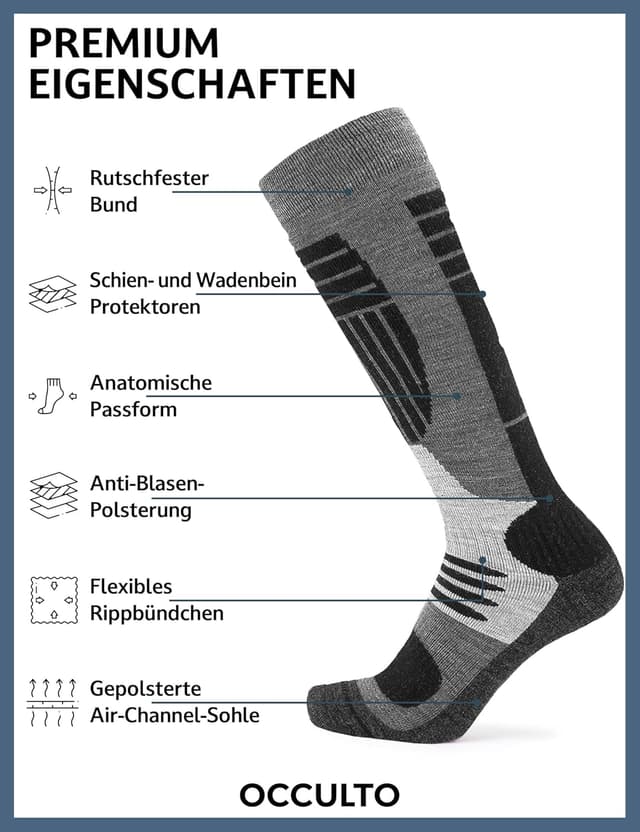 Detalle de Felix Occulto Skisocken 2er Pack für Herren