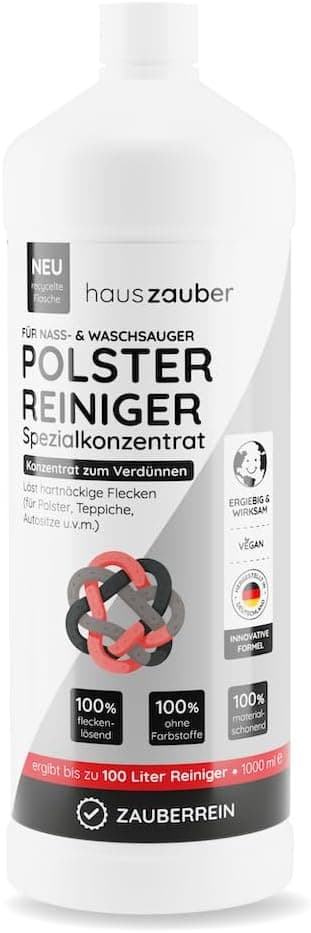 Detalle de hauszauber NEU Waschsauger Polsterreiniger Extra Rein – 1000 ml Konzentrat für Nass- und Waschsauger