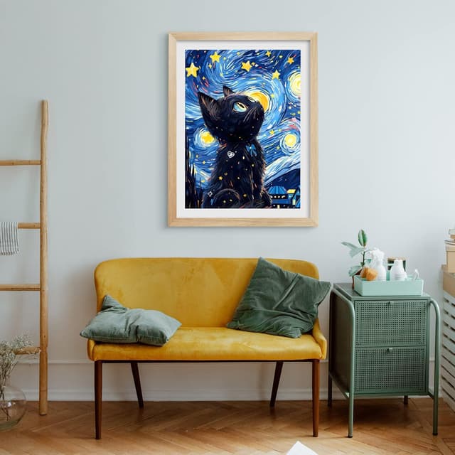 Detalle de Diamond Painting Set Sternenhimmel Katze 12x16 Zoll