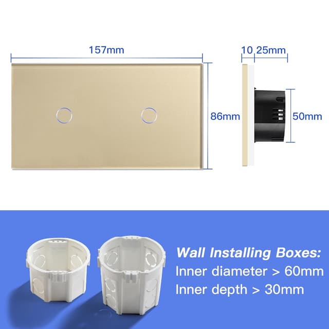 Detalle 2 de BSEED Interruptor táctil Oro 1 gang 1 vía