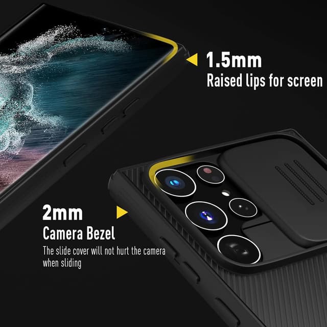 Detalle de XTCASE Cover scorrevole per Samsung Galaxy S25 Ultra 5G con protezione fotocamera, rigida antiurto e anti-graffio, nera