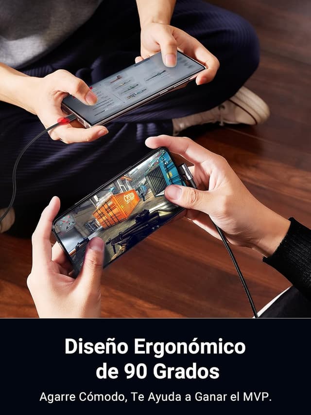 Detalle de UGREEN Cable Tipo C 90° 2M, Carga Rápida ⚡