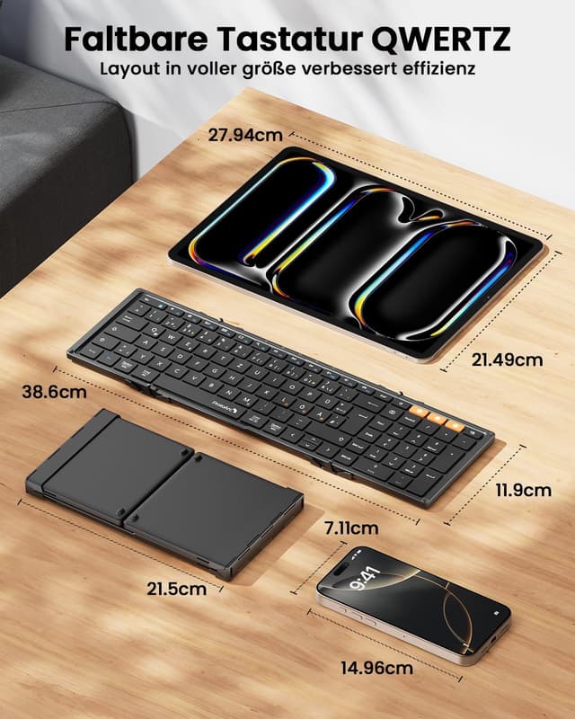 Detalle de ProtoArc XK01 Faltbare Tastatur 210 mAh ⌨
