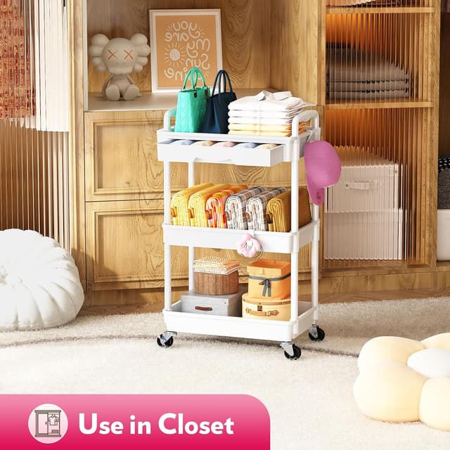 Thumbnail 5 de SUNALLY Makeup Cart Organizer with Drawers 3-Tier