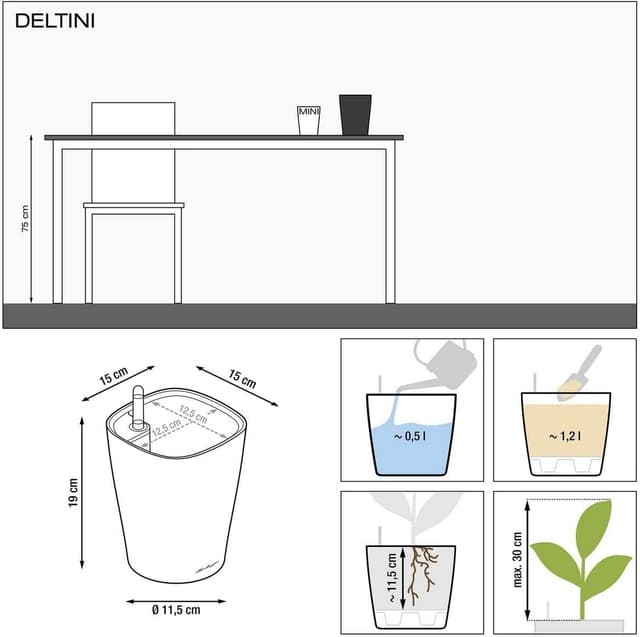 Thumbnail 6 de Lechuza Deltini antracite metallizzato 15x19x11,5 cm