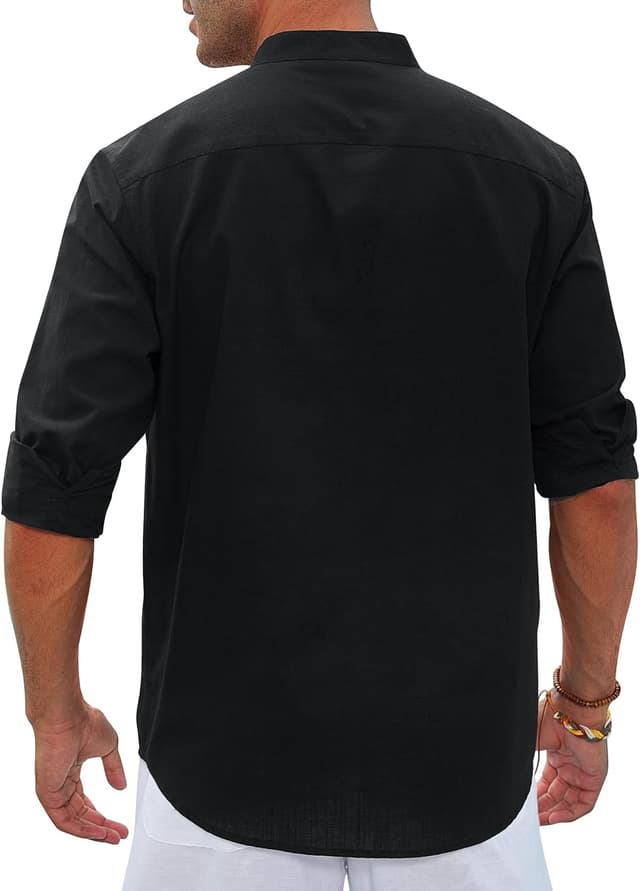 Detalle 2 de siliteelon Herren Leinenhemd mit 70% Baumwolle