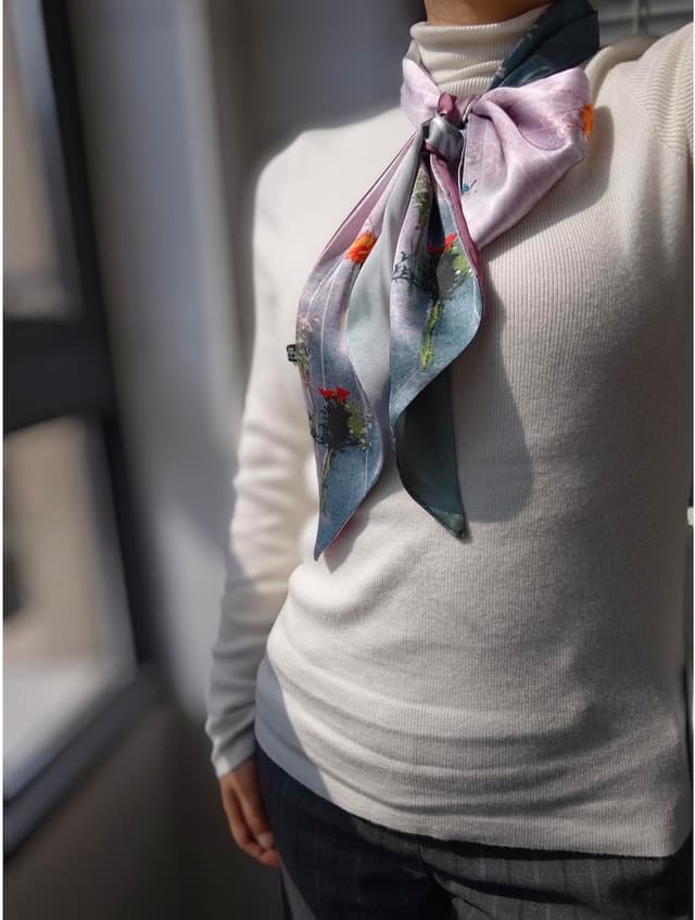 Thumbnail 4 de GIMIRO Satin Seidenschal 148 x 13,5 cm – Krawatte Double Layer fürs Outfit