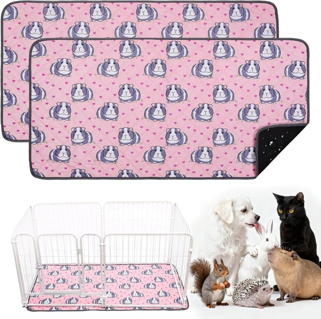 Detalle de HOZKUY 2-Pack Guinea Pig Cage Liners & Bedding (24"x48") – Washable, leakproof pee pads with odour control
