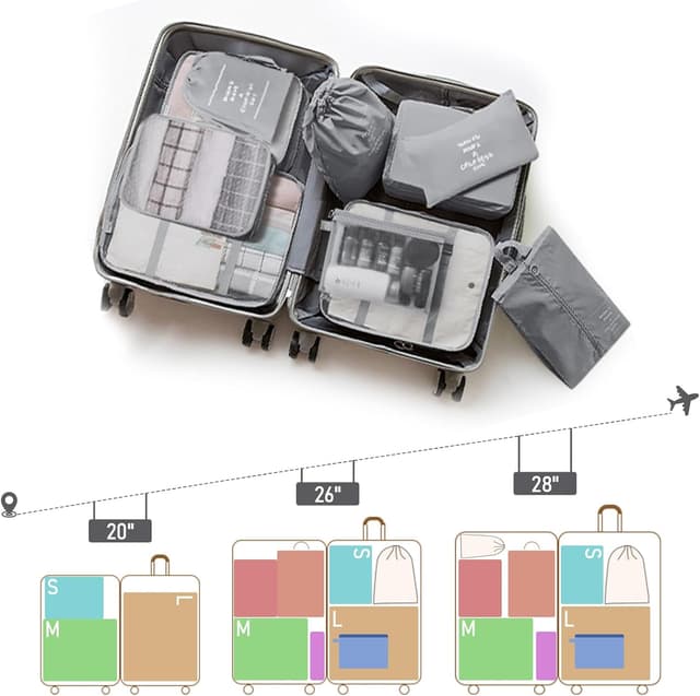 Detalle 2 de Packing Cubes 10-piece travel organiser for suitcases