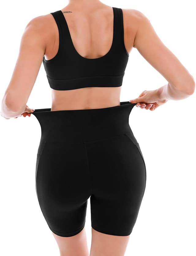 Detalle 2 de SINOPHANT 2-Pack Women’s Cycling Shorts with Pockets, High Waist Buttery-Soft Gym & Workout Shorts