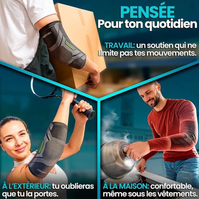 Detalle de NativoDex Coudière de compression pour tendinite et épicondylite (tennis, gym, crossfit, golf)