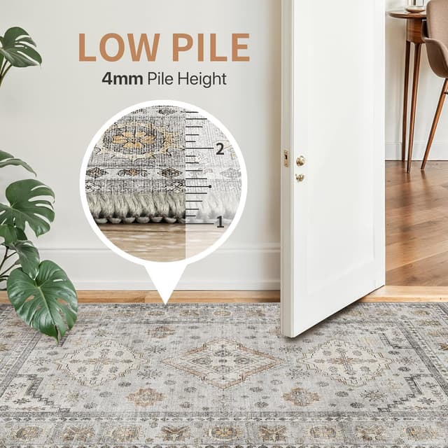Detalle de GENIMO Rugs Living Room 200x290cm washable short pile non-slip rug in beige