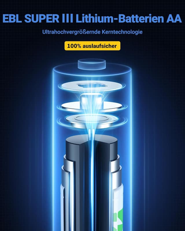 Detalle de EBL AA Lithium 3700mAh 8er-Pack