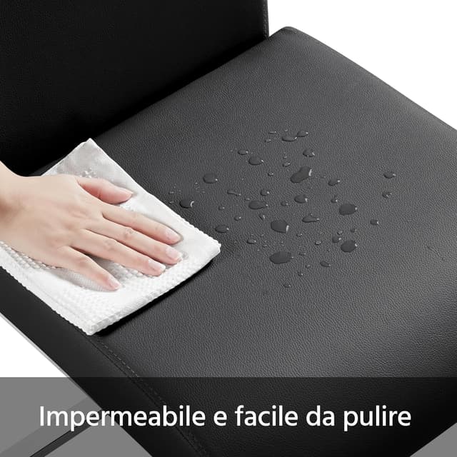 Thumbnail 6 de Yaheetech Set 2 sedie da sala da pranzo imbottite con schienale alto, seduta spessa 10 cm e gambe a U in metallo, nero