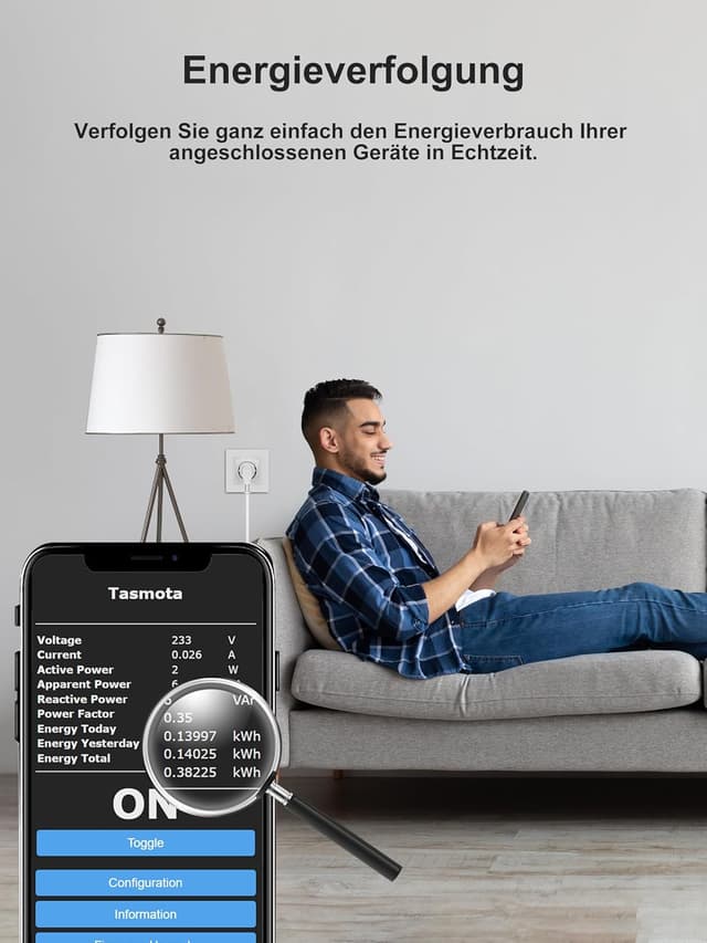 Detalle de EIGHTREE Tasmota WLAN Smart-Steckdose mit Stromzähler (ESP8685) – 16A, nur 2,4‑GHz, Home-Assistant/MQTT/… (4er-Set)