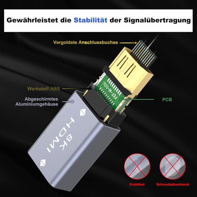 Detalle de VCELINK HDMI Kupplung 8K (HDMI Buchse auf Buchse) – 8K@60Hz, 4K@120Hz, HDR, eARC