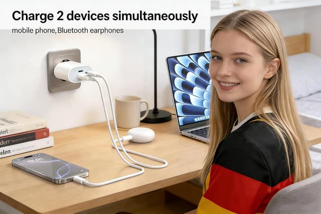 Detalle 2 de 25W USB-C caricabatterie doppio porta per iPhone