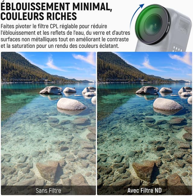 Detalle de NEEWER kit filtres ND pour DJI Osmo Nano (ND8/16/32 + CPL) avec protection d’écran – 4 packs