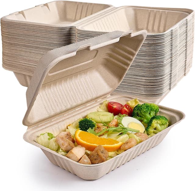 Imagen de ECOLipak 75 Pack Clamshell 9x6 Compostable Boxes en OfertitasTOP
