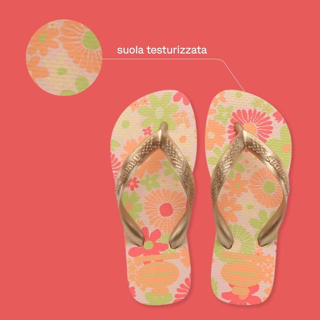Detalle de Havaianas Kids Flores infradito per bambine con suola antiscivolo