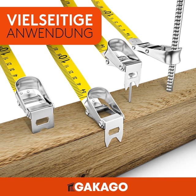 Detalle 1 de Gakago Bandmaß 100 m mit 3-fach Übersetzung und klappbarem Hebel – rutschfester Haltegriff