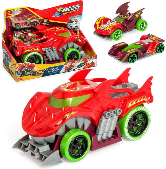 Detalle de T-Racers Mix’N Race Lanceur Squad Dragon – un camion lanceur transformable avec 2 véhicules exclusifs