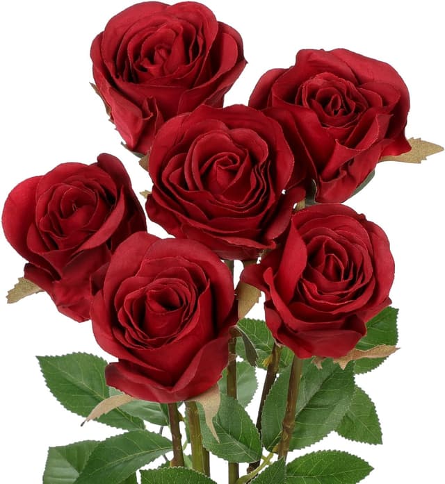 Detalle de Oairse artificial rose bouquet, 6 red roses